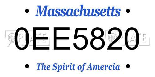 0EE5820 Massachusetts License Plate