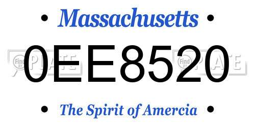 0EE8520 Massachusetts License Plate