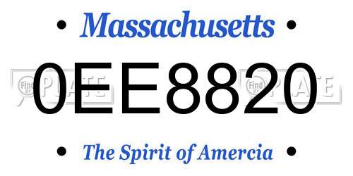 0EE8820 Massachusetts License Plate