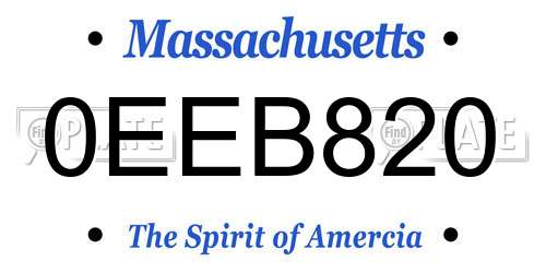 0EEB820 Massachusetts License Plate