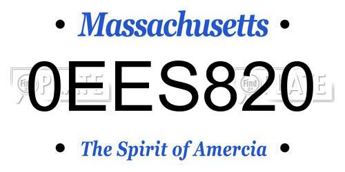 0EES820 Massachusetts License Plate