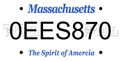0EES870 Massachusetts License Plate