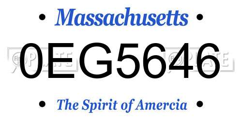 0EG5646 Massachusetts License Plate