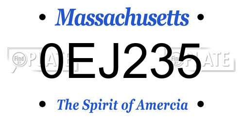 0EJ235 Massachusetts License Plate