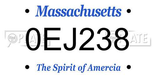 0EJ238 Massachusetts License Plate