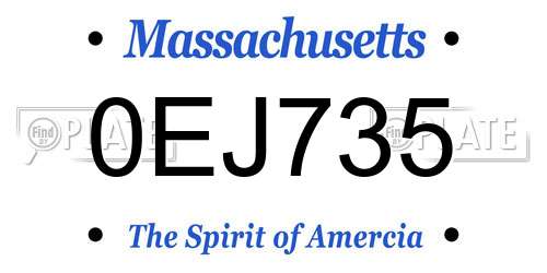 0EJ735 Massachusetts License Plate
