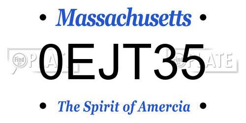 0EJT35 Massachusetts License Plate