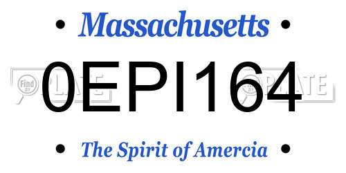 0EPI164 Massachusetts License Plate