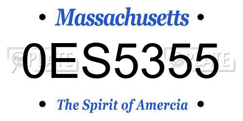 0ES5355 Massachusetts License Plate