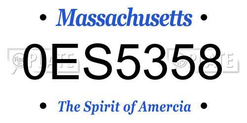 0ES5358 Massachusetts License Plate