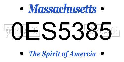 0ES5385 Massachusetts License Plate