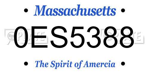 0ES5388 Massachusetts License Plate