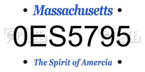 0ES5795 Massachusetts License Plate