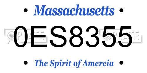 0ES8355 Massachusetts License Plate