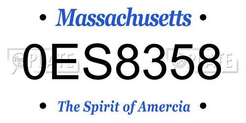 0ES8358 Massachusetts License Plate