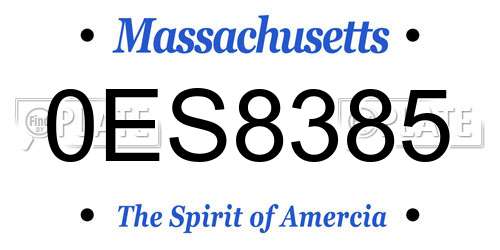 0ES8385 Massachusetts License Plate