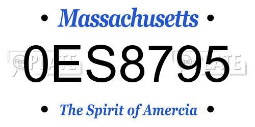 0ES8795 Massachusetts License Plate