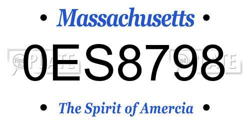 0ES8798 Massachusetts License Plate