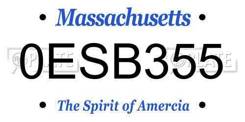 0ESB355 Massachusetts License Plate