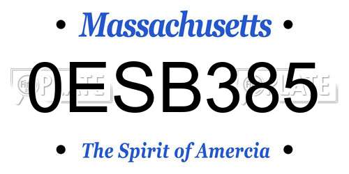 0ESB385 Massachusetts License Plate