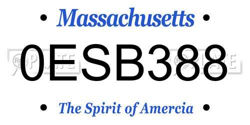 0ESB388 Massachusetts License Plate