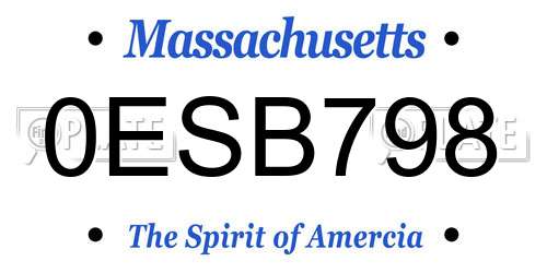 0ESB798 Massachusetts License Plate