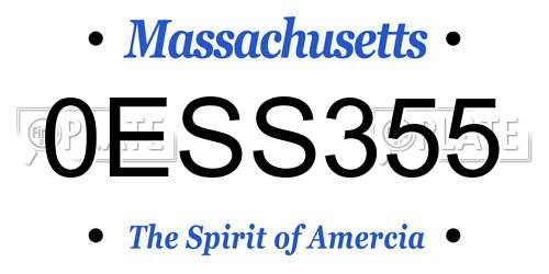 0ESS355 Massachusetts License Plate