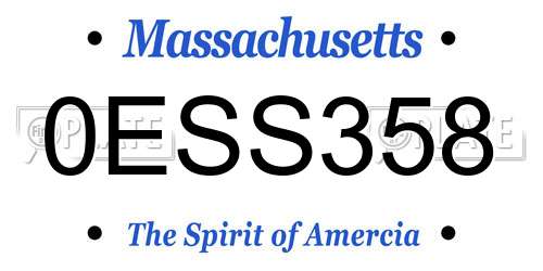 0ESS358 Massachusetts License Plate