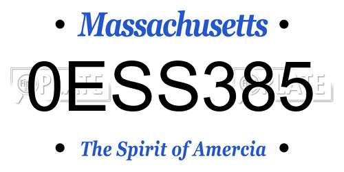 0ESS385 Massachusetts License Plate