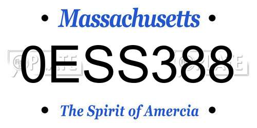 0ESS388 Massachusetts License Plate