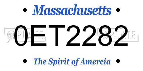0ET2282 Massachusetts License Plate