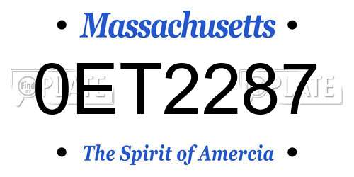0ET2287 Massachusetts License Plate