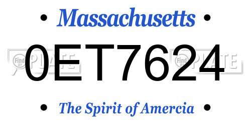 0ET7624 Massachusetts License Plate