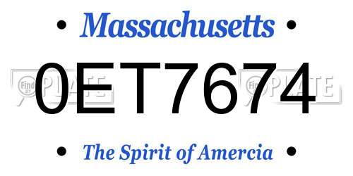 0ET7674 Massachusetts License Plate