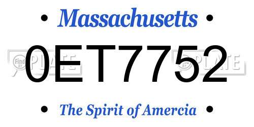 0ET7752 Massachusetts License Plate