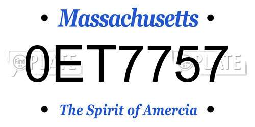 0ET7757 Massachusetts License Plate