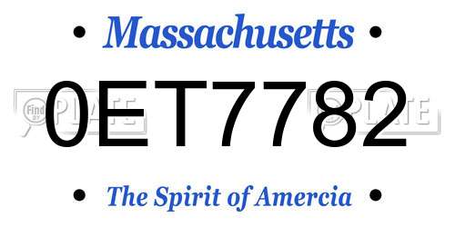 0ET7782 Massachusetts License Plate