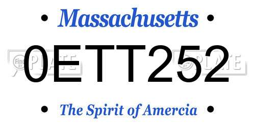 0ETT252 Massachusetts License Plate