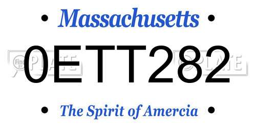 0ETT282 Massachusetts License Plate