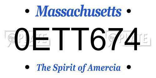 0ETT674 Massachusetts License Plate