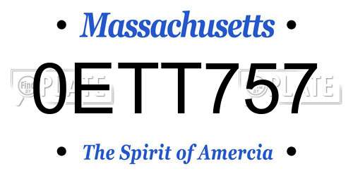 0ETT757 Massachusetts License Plate