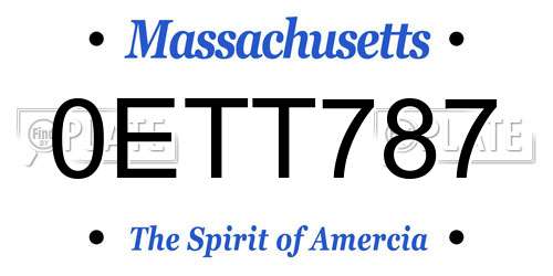 0ETT787 Massachusetts License Plate