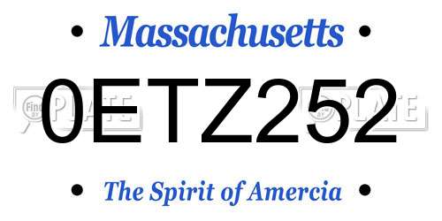 0ETZ252 Massachusetts License Plate