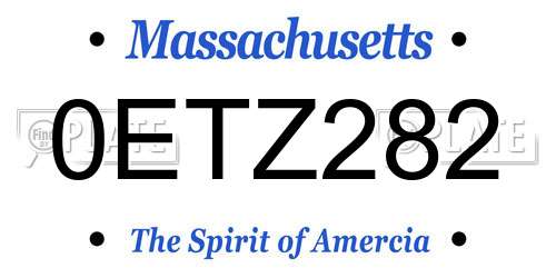 0ETZ282 Massachusetts License Plate