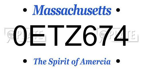 0ETZ674 Massachusetts License Plate