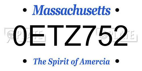 0ETZ752 Massachusetts License Plate