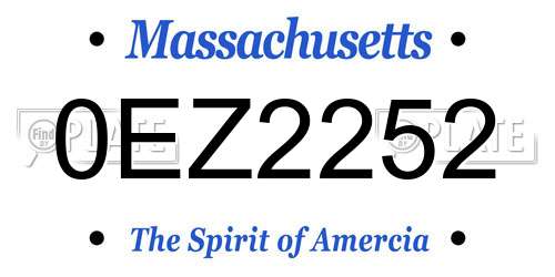 0EZ2252 Massachusetts License Plate