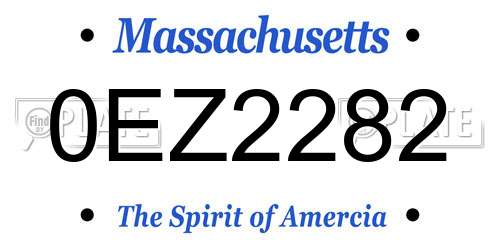 0EZ2282 Massachusetts License Plate