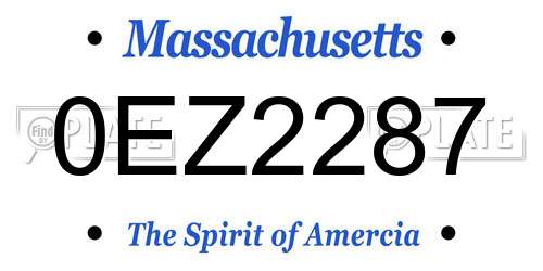 0EZ2287 Massachusetts License Plate