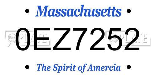 0EZ7252 Massachusetts License Plate